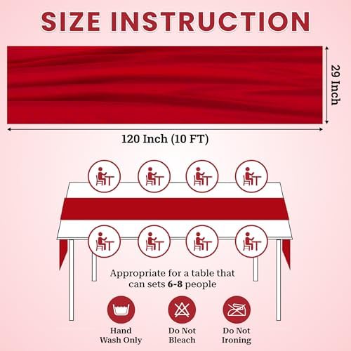 MDS Pack of 25 | Red | 10ft Chiffon Table Runner 29x120 Inches Long Romantic Rustic Sheer Gauze Runner for Wedding Bridal Shower Birthday Banquets Engagement Spring Easter Boho Decorations - Image 3