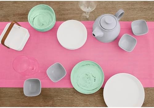 Solino Home 100% Pure Linen Table Runner Flamingo Pink, 14 x 144 in - Image 3