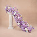 72inch Aisle Flower Garland with Chiffon Sheer Drape, Artificial Flowers Purple & White Rose with Hydrangea, Floral Runner for Wedding Arch, Backdrop, Reception Table Decor, Ceremony Pathway by Unknown