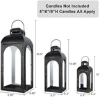 NEEDOMO Lanterns Decorative Indoor&Outdoor,Set of 3 Outdoor Lanterns for Porch, 26" Metal Frame Candle Holders with Glass, Fall, Christmas - Image 3