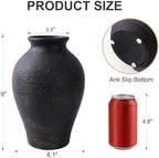 Ceramic Flower Vase Home Decor, 9 in Farmhouse Table Vases Rustic Vintage Living Room Kitchen Bedroom Pottery Decorative Vases for Flowers House Shelf Office Coffee Desk Dining Entryway, Black Gold - Image 6
