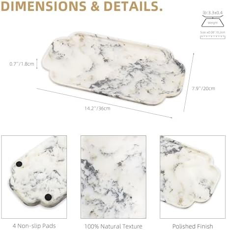 Marmor Marble Perfume Tray Bathroom Tray for Decorative,Candles,Jewelry Stone Vanity Tray,Kitchen Counter Decor and Home Decorative Tray(Calacatta Marble) Jewelry Tray Unique Festival Gifts - Image 3