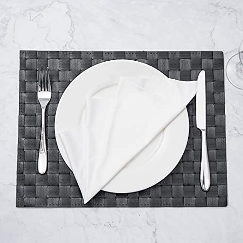 Restaurantware Rectangle Black Woven Placemat, 16 x 12 in, 6 Pack - Image 4