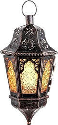 NEEDOMO Hanging Moroccan Lantern, 13.5'' Vintage Metal Candle Holder with 14.8" Chain, Ramadan Lanterns Decorative Indoor Outdoor for Home, Table, Patio, Porch, Christmas,Halloween, Spring (Amber) by NEEDOMO-LightUpYourSpace