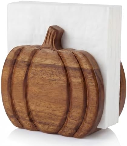 Havawish Fall Pumpkin Wooden Napkin Holder Table Decor, Natural Wood by Havawish