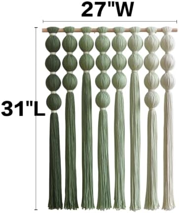 IOWER Macrame Wall Hanging Green Boho Fiber Art Wall Decor 27" W*31" L - Image 5