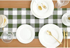 Solino Home 100% Pure Linen Table Runner, 14 x 90 in, Olive and White Check - Image 3