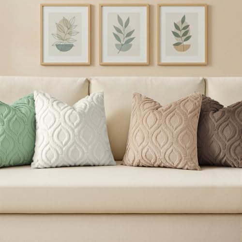 decorUhome Faux Fur Soft Light Khaki Throw Pillow Covers 24x24 Set of 2 - Image 4