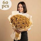 Auihiay 60PCS Gold Rose Artificial Flowers, Faux Silk Roses - Image 6