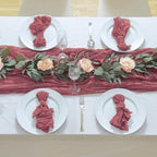 12 Pack Dusty Rose 10 Ft Cheesecloth Table Runner 20x120 Inch Boho Wrinkled Sheer Romantic Gauze Decor for Wedding, Bridal Shower, Birthday Party - Image 7