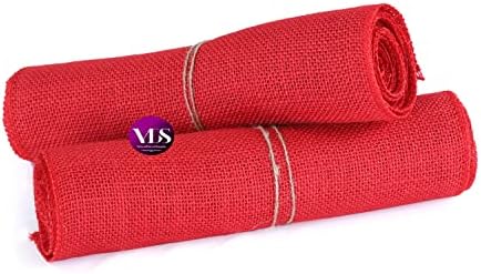 VDS Pack of 10, Burlap Table Runner 100% Natural Jute Rustic Hessian Table Cloth Centrepiece for Wedding Bridal Shower Birthday Event Party Banquet Table Decoration (Size 12X108 Inch)(Red) - Image 5