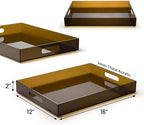 ATZYmolin 16"x12" Large Acrylic Serving Tray, Vanity Platter, Amber - Image 2