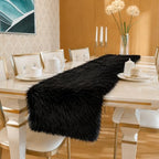 Black Faux Fur Table Runner Christmas Table Decor 11.8 x 70.8 Inch - Image 4