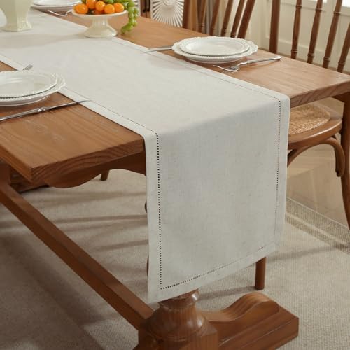Linen Blend Table Runner – Handmade Hemstitch, Classic Style for Dresser, Dining - Image 2