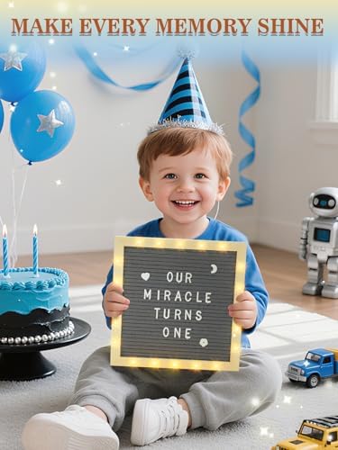10"×10" Felt Letter Board with LED Lights & Stand, First Day of School Sign - Image 6
