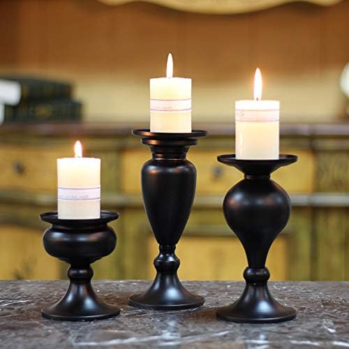 Sziqiqi Pillar Candle Holders Set of 3 Black for Table Mantle Fireplace Decor Modern Farmhouse Home Decor - Image 3