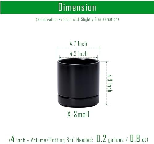 D'vine Dev 4-Pack Ceramic Pots with Saucers, Black, 4.7 in, 94-X-B-2 - Image 3