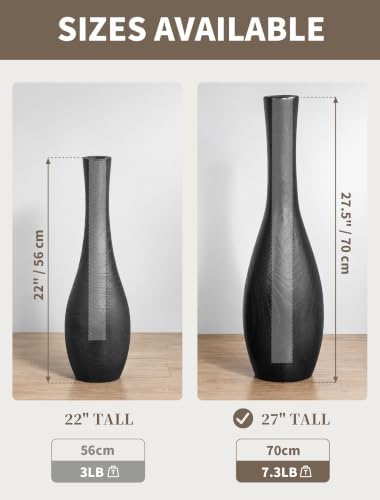 Hanobe 27.5" Tall Black Floor Vase for Modern Living Room Decor - Image 3