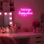 This is My Happy Place Neon Sign Pink LED Letter Neon Light Teen Girls Room Decor, Happy Place Light Up Sign for Bedroom Home College Dorm Game Room Decor, USB Powered with Dimmable Switch - Image 7