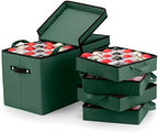ZOBER Christmas Ornament Storage Box - Stores 128 3" Ornaments with Individual Trays - Tear Proof 600D Oxford Fabric - ornament organizer storage box, Durable Christmas Containers Holder - Green by ZOBER