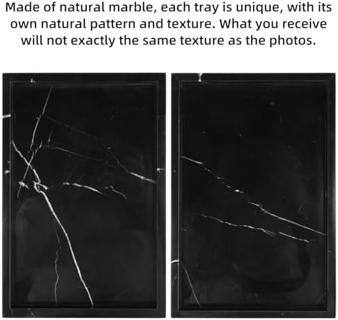 Marble Bathroom Vanity Tray, Black Marquina, 12"x 8" x1.2" - Image 4