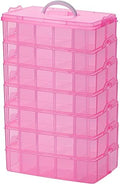 Sooyee 7 Layers Stackable Storage Container, 70 Adjustable Compartments Stackable Storage Container for Kids Toys, Art Crafts, Jewelry, Supplies, Mini Case & Letter Sticker Included,Pink by Sooyee