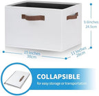 GhvyenntteS 6 Pack Large Fabric Storage Bins with Handles, 15x11x9.6 Inch Storage Baskets for Shelves, Foldable Closet Storage Bins for Shelves, Closet Organizers and Storage Boxes, White - Image 2