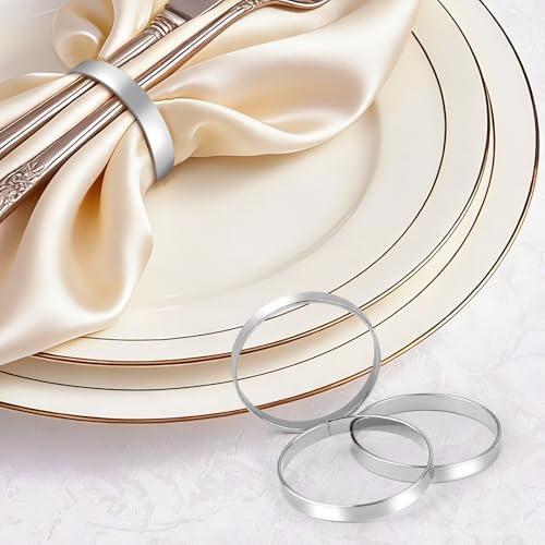 200pcs Silver Napkin Rings Bulk,FACULX Round Gold Metal Napkin Buckles - Image 2