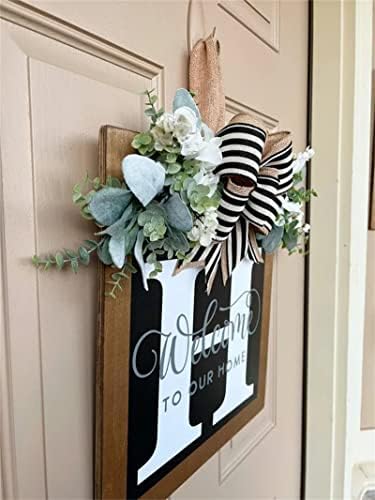 16'' Personalized Last Name Welcome Sign, Door Wreaths for Front Door Outside, Spring Wreath for Front Door Decor, Farmhouse New Home Gifts for Home (H) - Image 3
