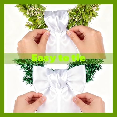 Dream Loom Wreath Sash for Front Door, 16pcs White Wreath Sash Accessories for Easter Weddings Birthday Christmas Party Yard Wall Doorway Decor - Image 4