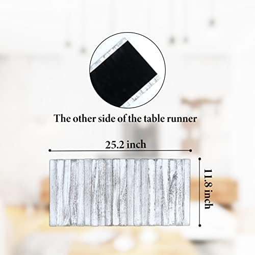 Wooden Table Runner,Natural Durable Wood Table Runner,25 x 12 Inches,Coffee Table Runner with Thick Felt Backing,Table Decorations for Dining Room,Farmhouse Decor,Wedding Decor,White - Image 5