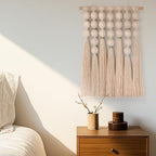 STRONA Handmade Macrame Wall Hanging – 16"W x 23"L Boho Tapestry with Gold Detail, Natural Cotton Macrame Wall Art, Organic Modern Wall Decor for Bedroom, Living Room, Entryway, Artisan Handcrafted in India by STRONA