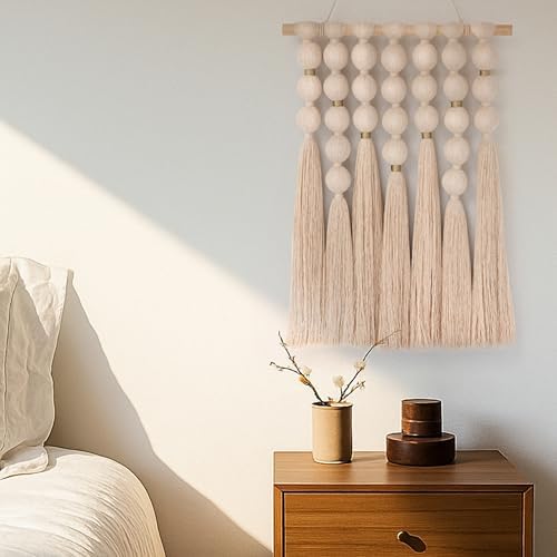 STRONA Handmade Macrame Wall Hanging – 16"W x 23"L Boho Tapestry with Gold Detail, Natural Cotton Macrame Wall Art, Organic Modern Wall Decor for Bedroom, Living Room, Entryway, Artisan Handcrafted in India by STRONA