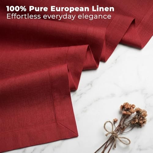 Classic Linen™ by D'Moksha, Red Table Runner 60 Inches, 100% Pure Linen, Coffee Table Runner, 14 x 60 Inch for Dresser Tables- Fall, Weddings, Outdoor Hosting - Image 2