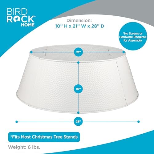 BIRDROCK HOME Metal Christmas Tree Collar, White, 28” x 10” - Image 4