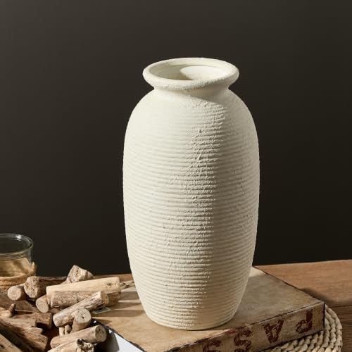 Ceramic Flower Vase, 12.5" Large Rustic Farmhouse Vases Home Decor Tall Pottery Decorative Pampas Vase for Table Living Room Entryway Mantel Bookshelf Bedroom Bathroom Kitchen - W - Image 3