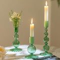 Hewory Glass Candlestick Holders Set: 3PCS Green Taper Candle Holders Bulk by Hewory