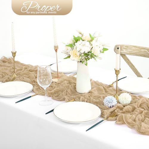 20 Pack Beige Cheesecloth Table Runner 120 Inch 10FT Rustic Boho Gauze Cheese Cloth Table Runner for Wedding Party Baby Shower Thanksgiving Christmas Decoration - Image 5