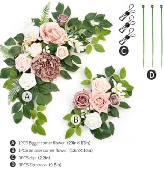 Wedding decor (pack of 2) Welcome Sign Flower Backdrop Garland For Ceremony Reception Wall Easel Home Decoration Entryway Faux Outdoor Board Head Table Decor (Dusty Rose) - Image 3