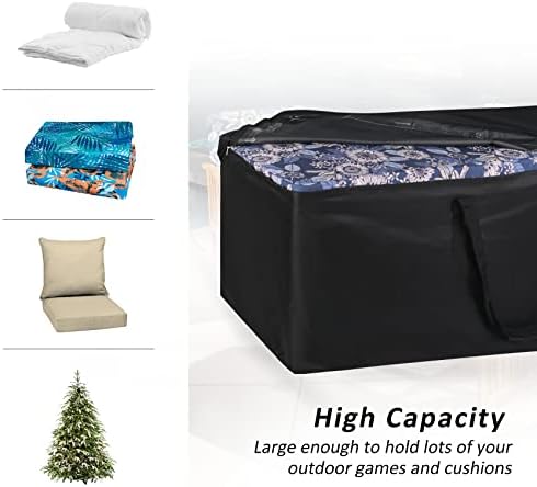 NettyPro Outdoor Cushion Storage Bags Water-Resistant for Patio Furniture Storage Cushion Christmas Tree Bag 7.5 Ft with Zipper and Handle, 50 x 15 x 25 Inch, Black - Image 6