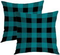 Batmerry Teal Buffalo Black Throw Pillow Covers, Turquoise Blue and Black Buffalo Plaid Decorative Pillow Covers Digital Printing Blended for Couch Sofa Bed Invisible Zipper 24X24 in(Set of 2) by Batmerry