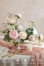 Ling's moment Artificial Pink Flowers Combo, Cream & Blush, Deluxe - Image 2
