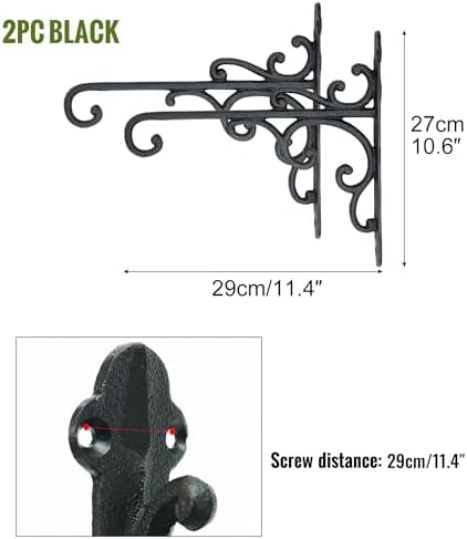 Sungmor Cast Iron Wall Hook Plant Hangers - 2PC Black - Image 6