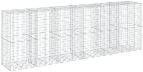 vidaXL Gabion Basket with Cover 236.2"x39.4"x78.7" Galvanized Iron - Image 7