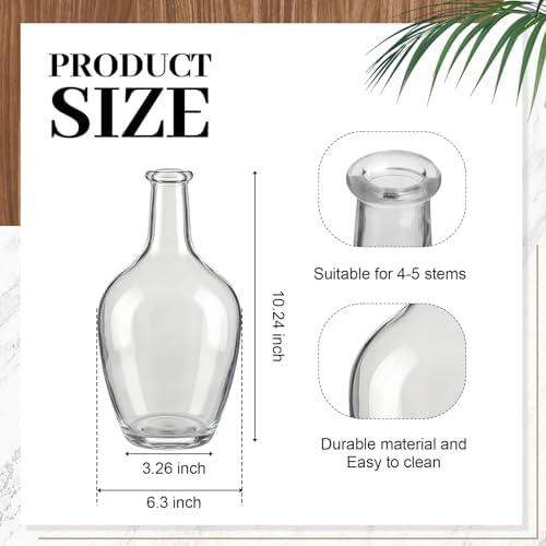 3 Pcs Rustic Country Tabletop Centerpieces, Boho Clear Tall Glass Vases Decor Wooden Serving Tray Wood Bead Garland with Tassels for Wedding Living Room Home Table Holder(Brown) - Image 4