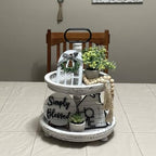 Houmury Rustic Farmhouse Tiered Tray Set with Succulent & Plant - Home Decor for Kitchens (Set of 8 Without Trays) - Image 6