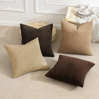 MIULEE Fall Corduroy Decorative Throw Pillow Covers Dark Brown 18x18 - Image 3