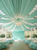 10 Panels 5ft(W) x 20ft(H) Mint Green Ceiling Drapes for Wedding Parties - Image 2