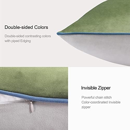 Velvet Throw Pillow Covers 18x18 Inch Set of 4 Decorative Velour Pillowcases Double-Colored Cushion Covers for Sofa Couch,Cold-Edge - Image 4