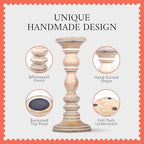 Mela Artisans Mango Wood Candle Holders - Whitewash Finish, Set of 3 - Image 6